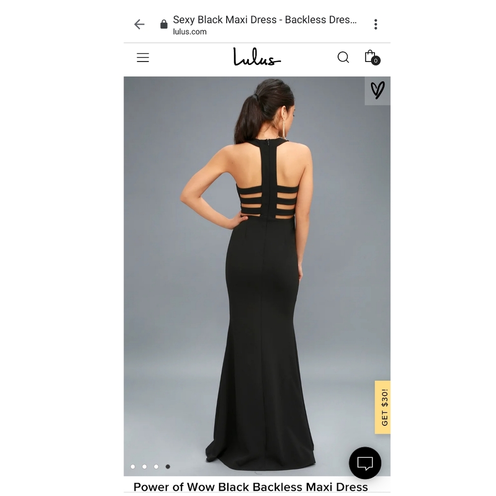 NWT Lulu's Power of Wow Black Backless Maxi Dress